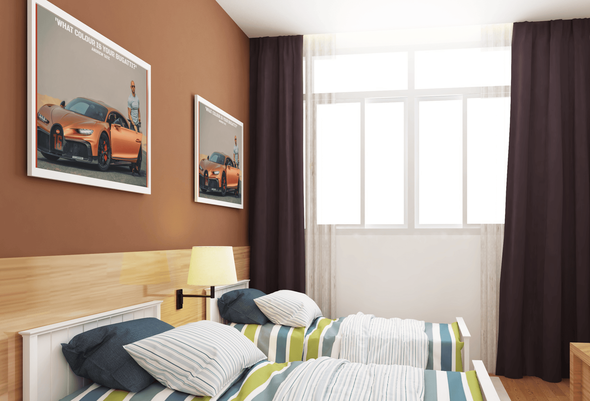 Keep motivated to pursue your dreams with an Andrew Tate poster featuring his Bugatti and the quote 'What colour is your Bugatti?' Choose from a range of sizes and enjoy cheap prices and worldwide delivery.