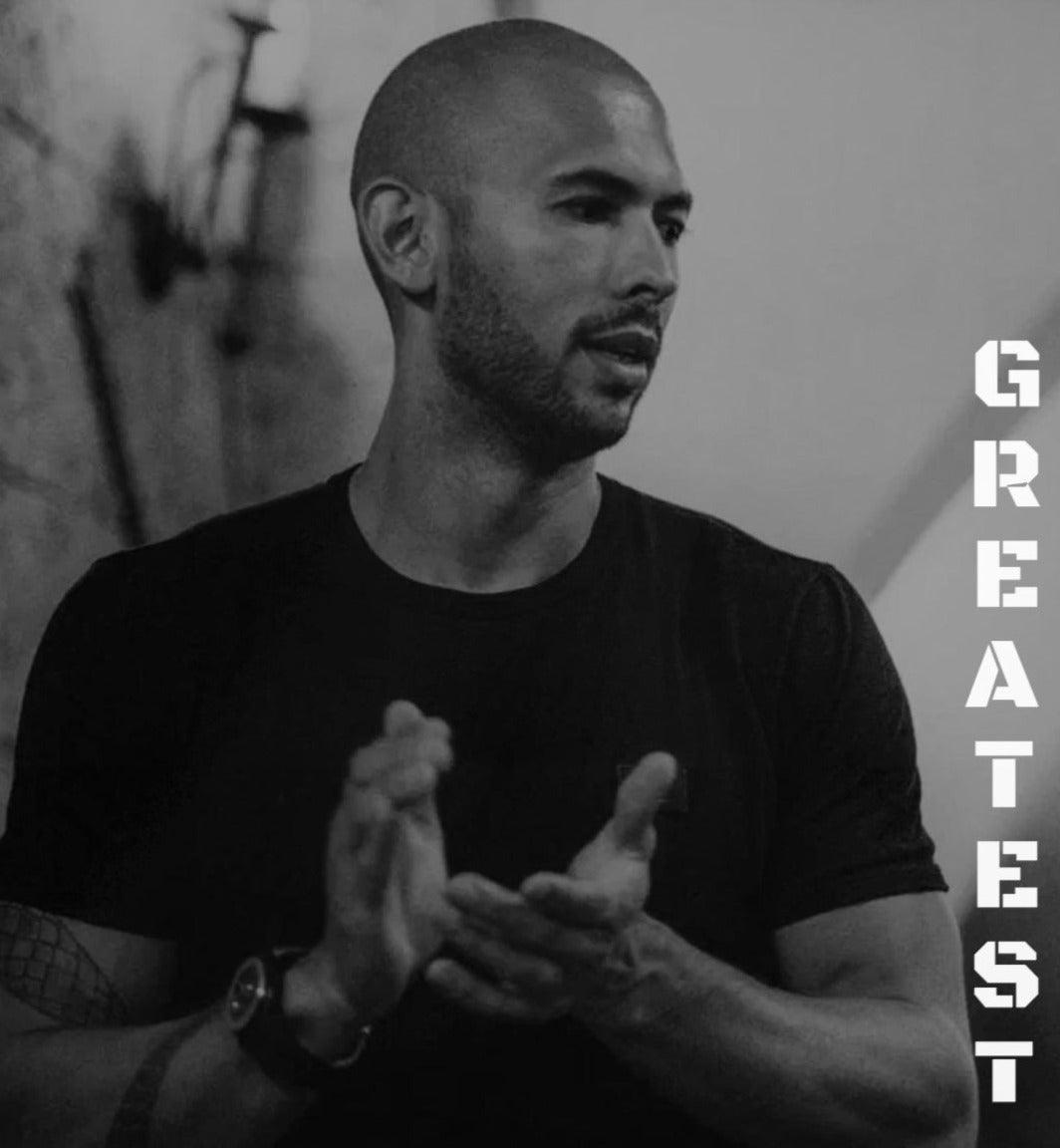 Stay motivated to achieve greatness with an Andrew Tate motivational poster featuring the quote 'Greatest.' Available worldwide in various sizes and at affordable prices.
