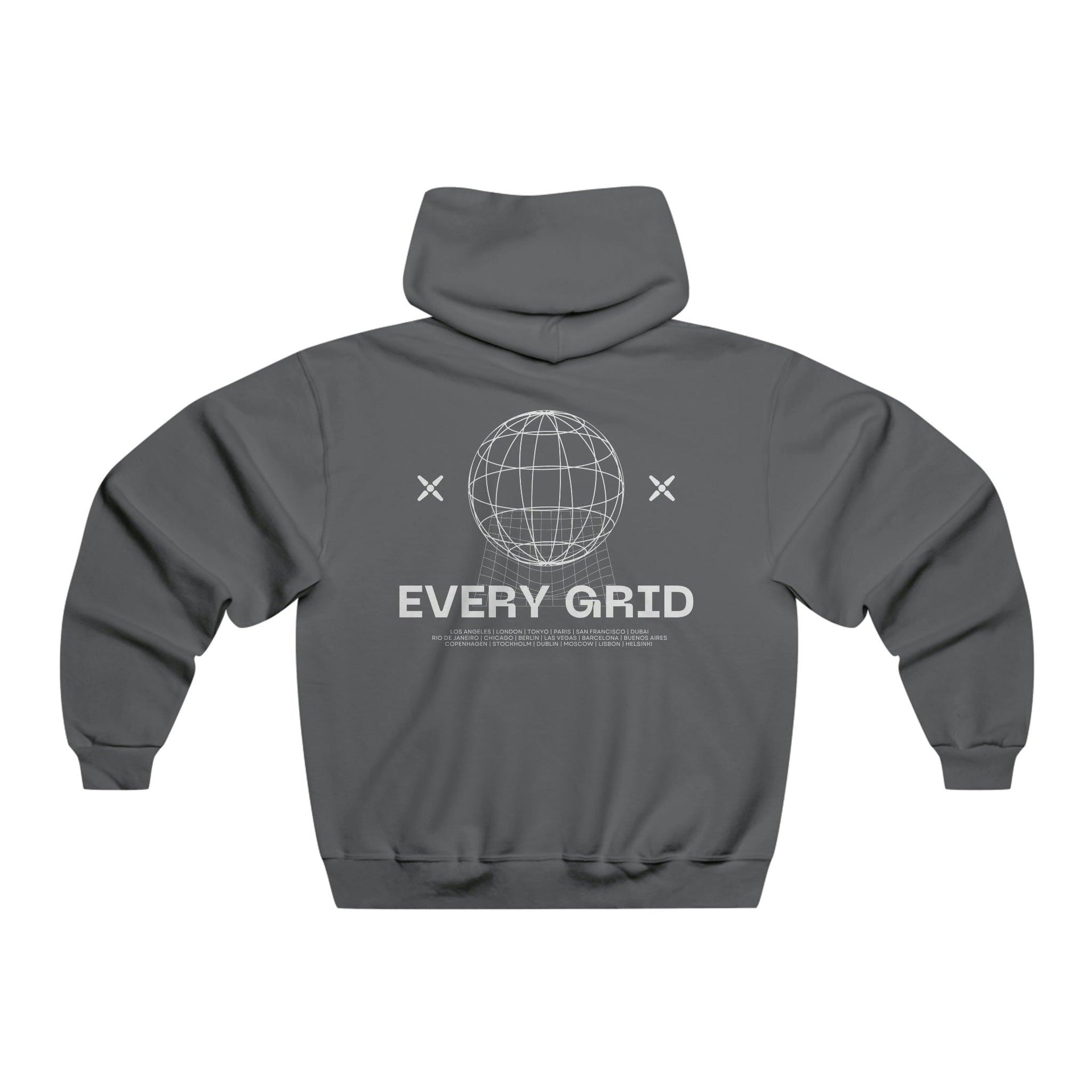 Motivational Clothing - Every Grid Hoodie in Dark Grey and Multiple Sizes for Worldwide Shipping and Hustlers